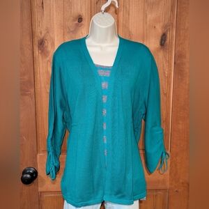 Woman‎ Within Teal Knit Cardigan